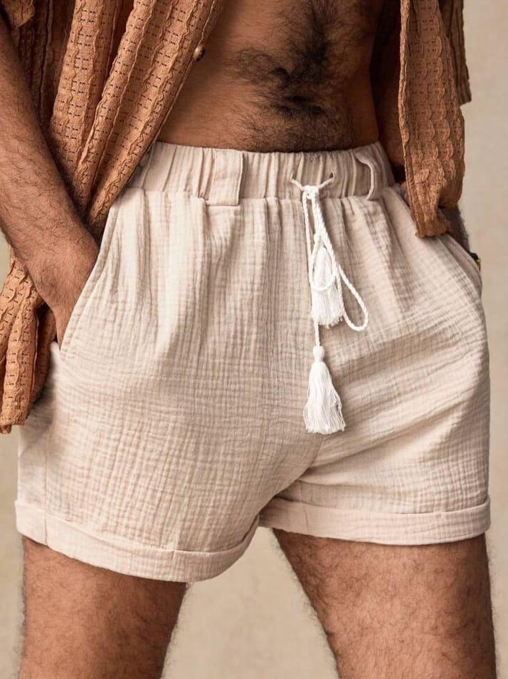 BONGA-BOYS Woven Double Layer With Belt Loops Crinkle Fabric Shorts